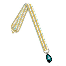 Φόρτωση εικόνας στο εργαλείο προβολής Συλλογής, Χειροποίητο μπρελόκ λαιμού από υφαντό ιμάντα, μεταλλικό κρίκο και plexi glass διακοσμητικό στοιχείο.