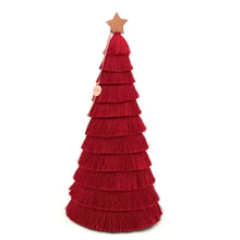 Φόρτωση εικόνας στο εργαλείο προβολής Συλλογής, Χειροποίητα διακοσμητικά δεντράκια με μεταξωτό κρόσσι σε κόκκινο χρώμα
