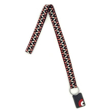 Φόρτωση εικόνας στο εργαλείο προβολής Συλλογής, Χειροποίητο μπρελόκ από υφαντό ιμάντα φάρδους 2cm, μεταλλικό κρίκο και ξύλινο διακοσμητικό στοιχείο.