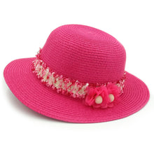 Φόρτωση εικόνας στο εργαλείο προβολής Συλλογής, Παιδικό καπέλο για κορίτσια με υφασμάτινη τρέσα και λουλούδια φούξια