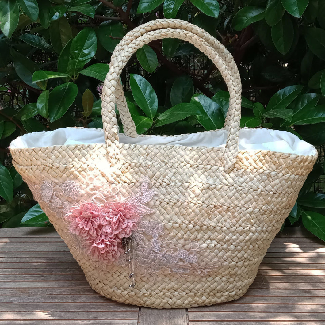 Pink Dahlia Beach Bag